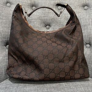 Genuine Gucci brown monogram hobo shoulder bag